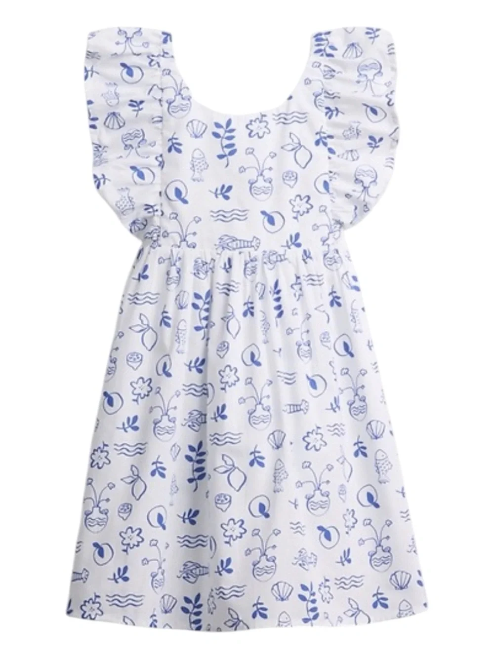 babyGap Poplin Ruffle Dress Toddler Girl Summer Cotton Lightweight Preppy, Sz 3T